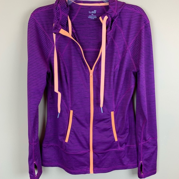 lukka Jackets & Blazers - Lukka athletic striped thumbhole hooded jacket
